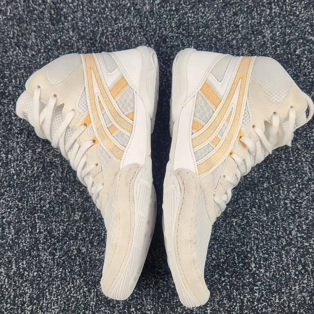 ASICS SNAPDOWN 4 (GS) 'WHITE PURE GOLD' WRESTLING SHOES SZ 4.5
